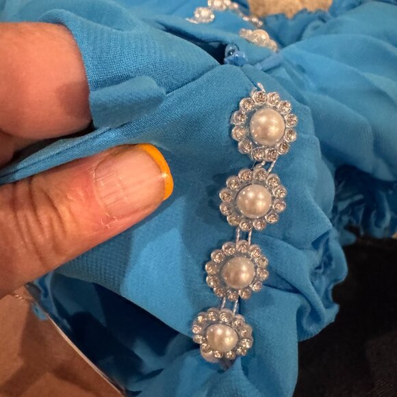 Women's BLUE Short Ruffle Homecoming Formal Gown Ball Party Evening Prom Dresses - Picture 13 of 16